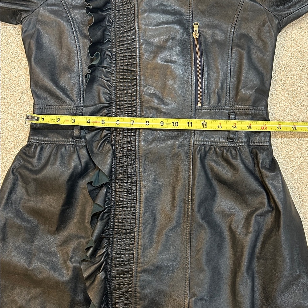 RED Valentino Black Leather Trench Jacket with Ruffle Detail and Belt 44/US 8 - Picture 13 of 14
